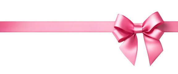 Elegant pink ribbon with a bow isolate on transparent background, png, cutout