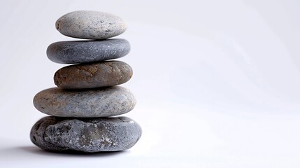 Stack Stone Pebble Isolated on white backgroundZen Balance Wellness Yoga Spa Nature Travel conceptMindfulness Japanese Lifestyle SpaceStone Symbols Mind Stress PeaceNature Meditation R : Generative AI