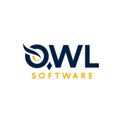 Owl logo, owl software, text logo