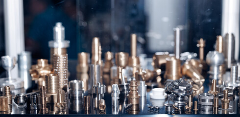 Small metal products from CNC machine diffuser, parts blade, extruder, spiral guides
