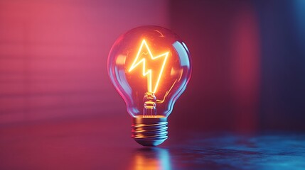 Powerful Light Bulb with Lightning Bolt Symbolizing Innovative Ideas Leading to Rapid Growth