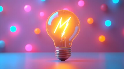 A 3D Rendered Lightbulb with a Powerful Lightning Bolt Symbolizing Innovative Ideas Leading to Rapid Growth