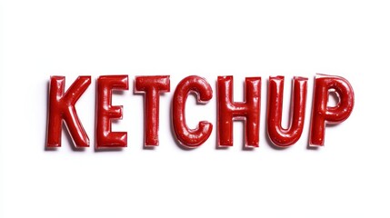 Ketchup Spelled Out With Ketchup Packets, Isolated On White Background, Perfect For Fast Food-Themed Designs And Condiment Promotions . Generative ai