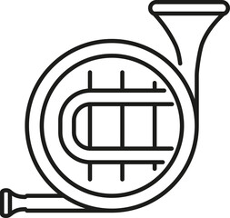 French horn icon. Linear symbol.