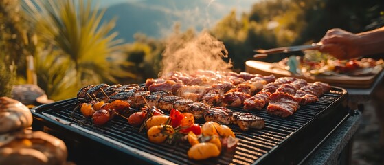 Independence Day BBQ celebration, generative AI, delicious cookout, festive summer bash