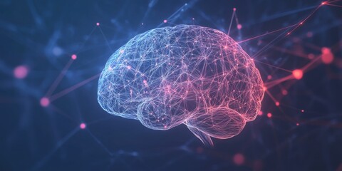 Fototapeta premium AI Neural Networks with Glowing Brain