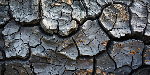 Closeup of cracked dry bark texture nature detail tree surface