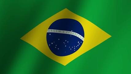 Brazil flag is waving Animation. Flag of Brazil waving. 4K Footage animation