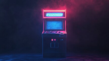 Retro Arcade Machine with Neon Lights