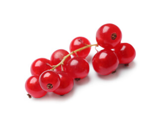 Fresh ripe red currant berries isolated on white