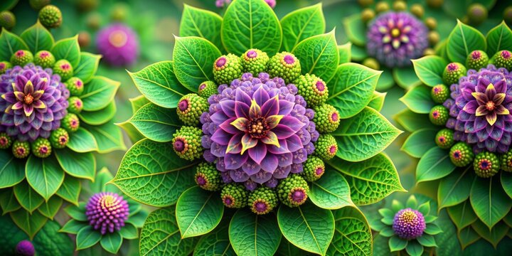 Vibrant lilac flowers in intricate details form a mesmerizing background, symbolizing the beauty and complexity of generative artificial intelligence and its potential creations.