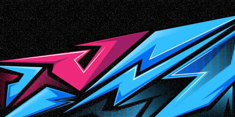 Colorful blue and pink car decals stripe pattern. Abstract design sticker wrap for racing car, rally adventure and livery