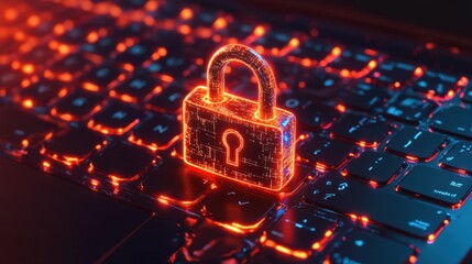 Golden Padlock on Microchip