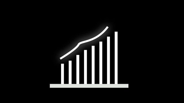  business growth line  and graph chart  icon animation on  black background. rocket Symbols, finance chart, business increases or grow animation, Infographic growth icon, Investment, 