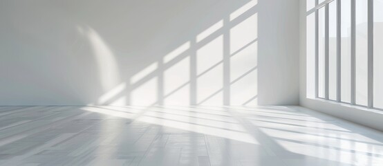 Obraz premium The image shows an empty white interior design space room with hidden warm light.