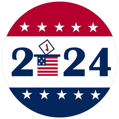 2024 USA presidential election button. Vector.