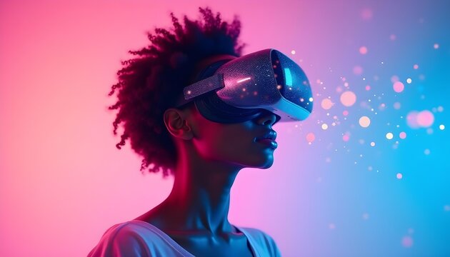 Virtual Reality Video Game Black Woman Experience VR Headset Immersive Gaming