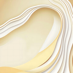 Abstract golden background with white and beige luxury shapes. Golden lines luxury on cream color background. Gold elegant realistic paper cut style 3d.