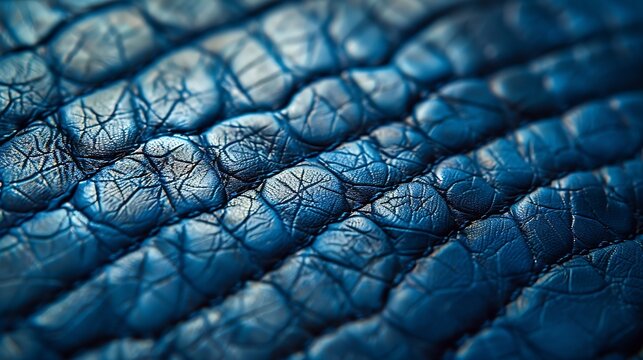 Blue leather fabric texture background textile material design interior decor : Generative AI