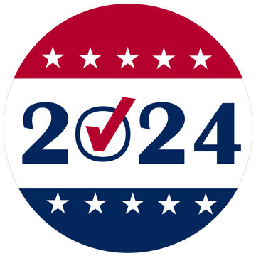 recommend clip art: 2024 USA presidential election button. Vector.