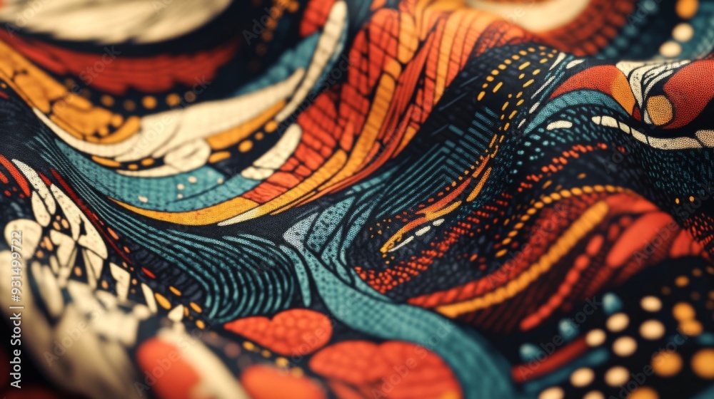 Poster Close-up of a stylish graphic with intricate patterns and contrasting colors, showcasing artistic design and attention to detail for visual projects.