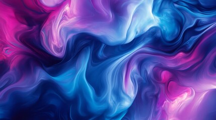 Fototapeta premium Close-up of a vibrant abstract background with swirling colors in shades of blue and purple, creating a dynamic and fluid visual effect.