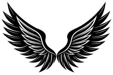bird wing sketch silhouette vector, Angel wings icon

