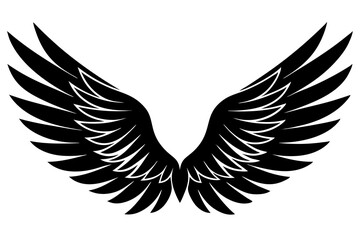 Fototapeta premium bird wing sketch silhouette vector, Angel wings icon 