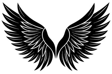bird wing sketch silhouette vector, Angel wings icon
