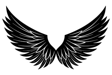 Fototapeta premium bird wing sketch silhouette vector, Angel wings icon 
