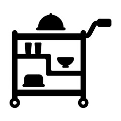 Serving cart icon in solid style 