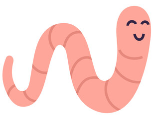 This illustration captures the charm of a cartoon worm, depicted with a warm smile, in a simplistic style with soft pink hues for educational or entertainment purposes