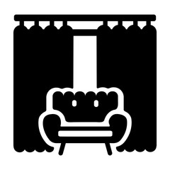Lounge curtains icon in filled style