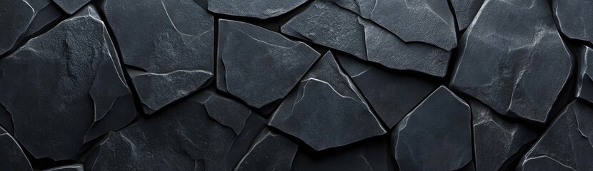 Obraz premium Black stone texture background with dark stone surface for wall, black metal plate or wallpaper banner design. background presentation, design template, web poster and flyer mockup.