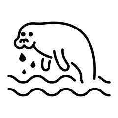 An outline style icon of manatee 