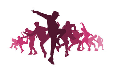 vector set of street dance silhouette icon (artwork 4)