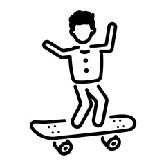 A line style icon of skateboarding 