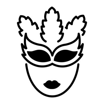 recommend clip art: An outline icon of carnival mask 