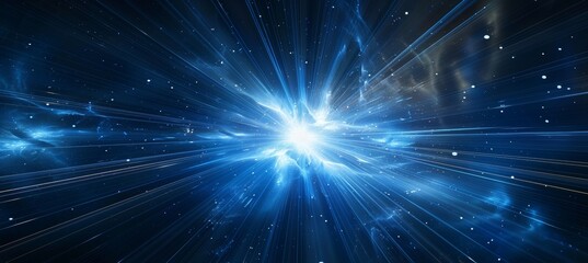 Fototapeta premium Stock photo of colorful vibrant lighting speed streaks gathering at the horizon.