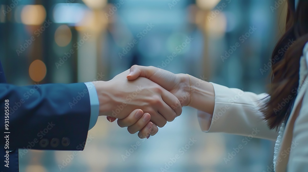 Poster Meeting shaking hands and business people with deal welcome or onboarding for collaboration Partnership teamwork and shaking hands for agreement consulting or introduction with trust i : Generative AI