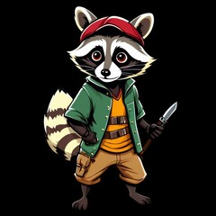 Raccoon bandit thief vector logo