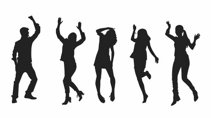 Fototapeta premium Silhouettes of Happy Dancing People