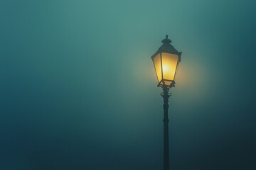 an old retro street lamp putting light on the public city
