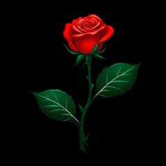 Red rose with leaf vector logo