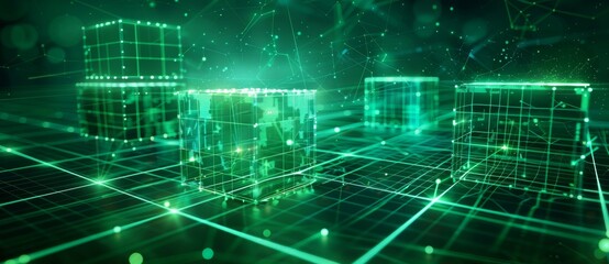 Obraz premium The concept of futuristic digital cubes blocks for a technology network connection. Stock image.