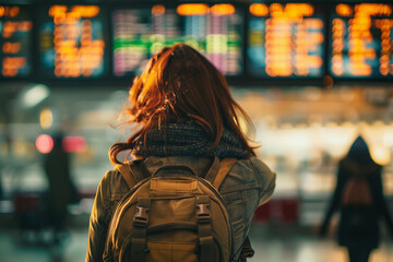 Planning traveling trip person with baggage at airport bus train station, Generative AI photo