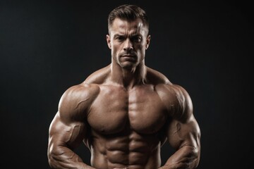 Fototapeta premium Low-key studio shot of muscular man