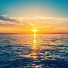 Golden Sunset Over the Ocean