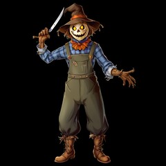 Fototapeta premium Scarecrow holding large knife vector