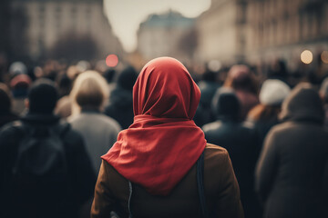 Beautiful arabian young woman in modern life everyday routine business, Generative AI